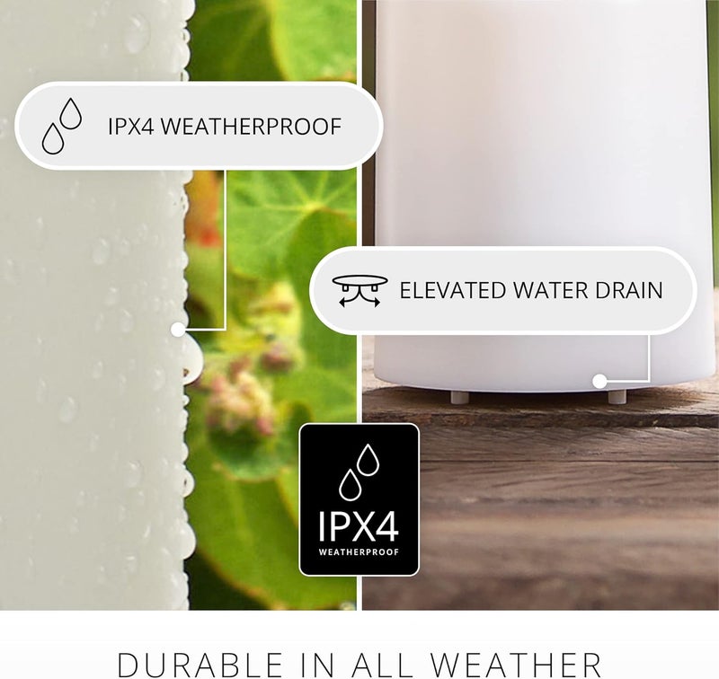 LUMINARA Outdoor Votive Flameless LED Candle, Pearl Ivory 2" x 3.2", Moving Flame Battery Operated Timer Remote Ready IPX4 Matte Plastic Finish - Image 5